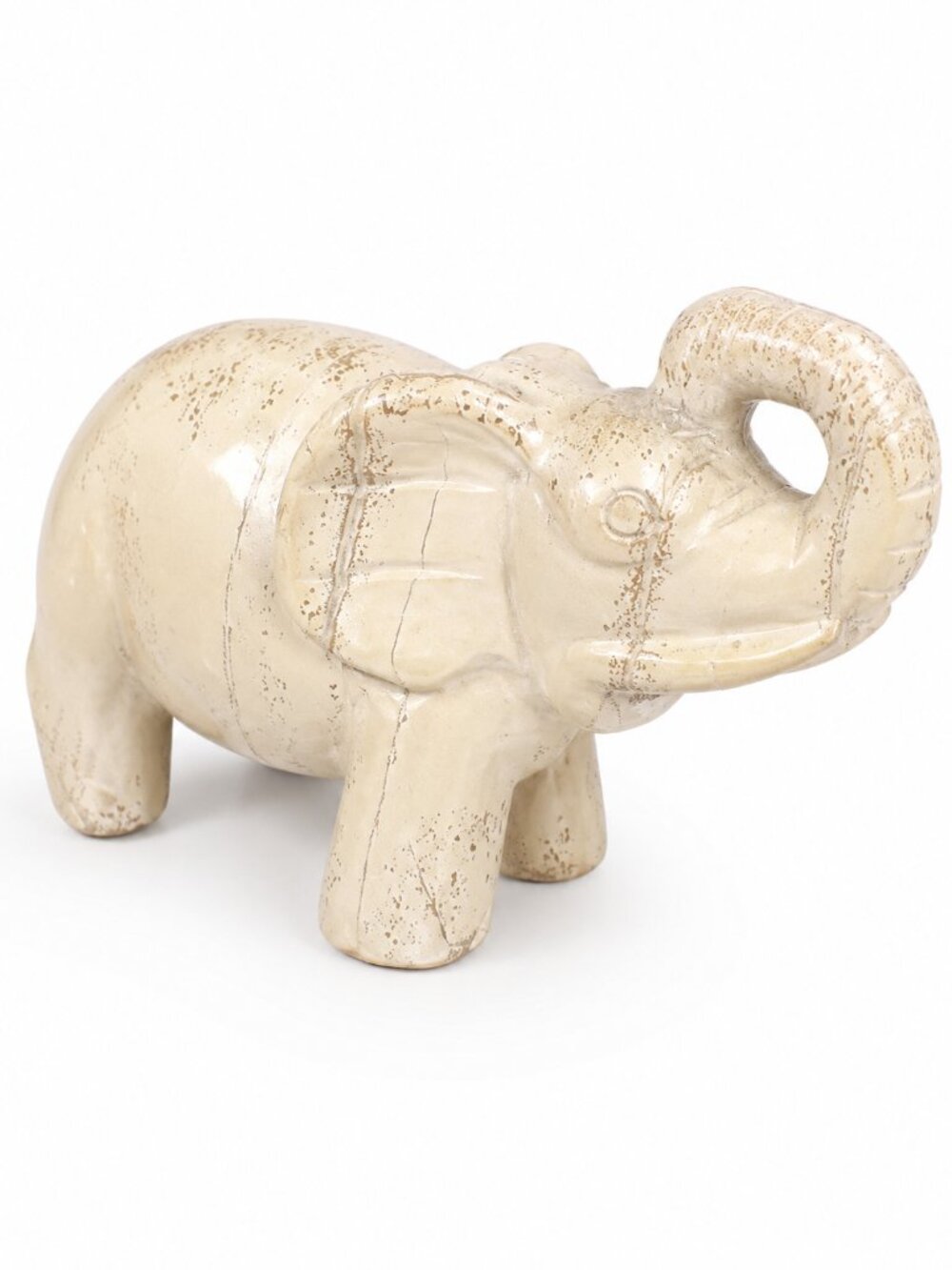 Pair of Hand-Carved Elephant Figurines - Vintage Decor Statues